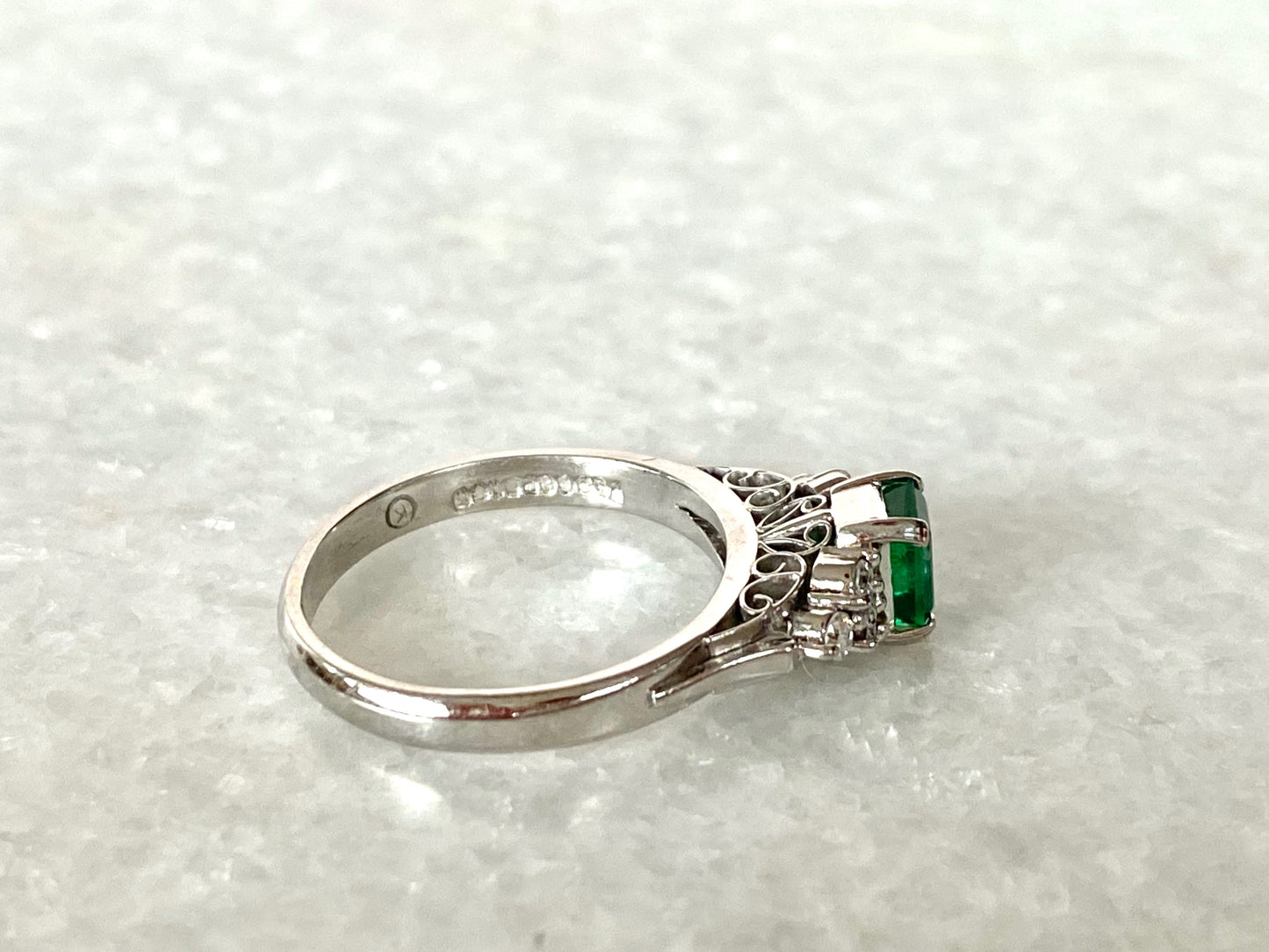 0.72ct Emeralds and 0.15ct Diamonds Ring in Platinum