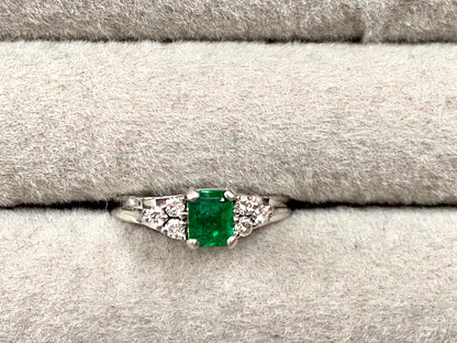 0.72ct Emeralds and 0.15ct Diamonds Ring in Platinum