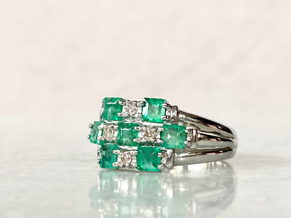 1ct Emerald and Diamond Ring in Platinum