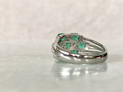 1ct Emerald and Diamond Ring in Platinum