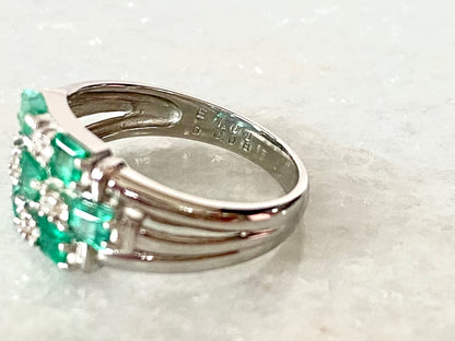 1ct Emerald and Diamond Ring in Platinum