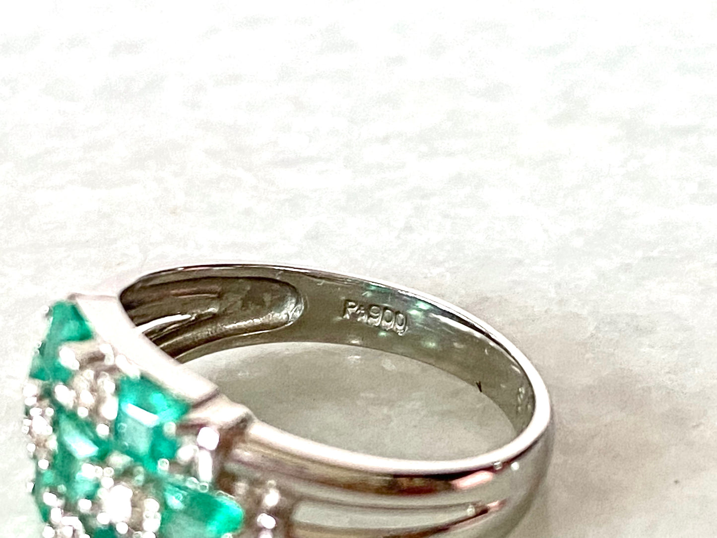 1ct Emerald and Diamond Ring in Platinum