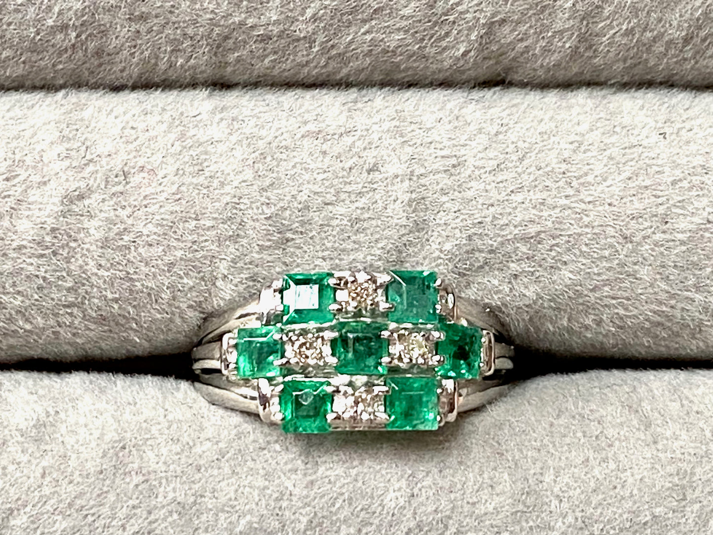 1ct Emerald and Diamond Ring in Platinum