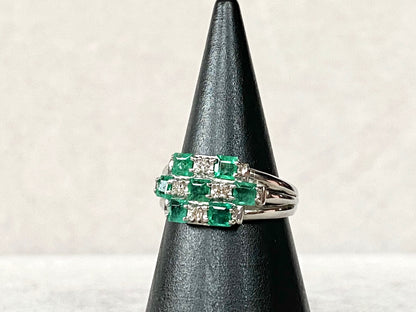 1ct Emerald and Diamond Ring in Platinum