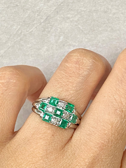 1ct Emerald and Diamond Ring in Platinum