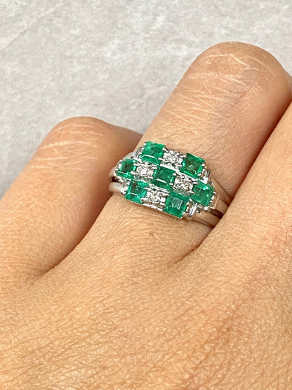 1ct Emerald and Diamond Ring in Platinum