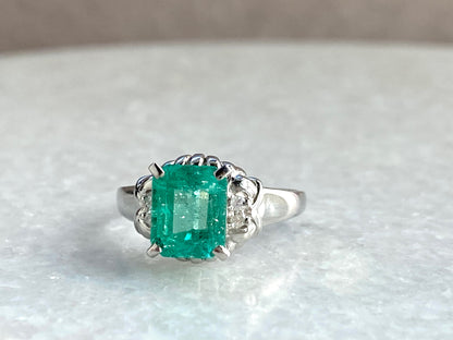 1ct Emerald and Diamond Ring in Platinum