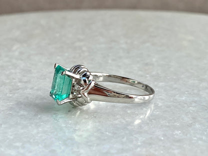 1ct Emerald and Diamond Ring in Platinum