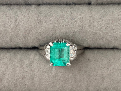 1ct Emerald and Diamond Ring in Platinum