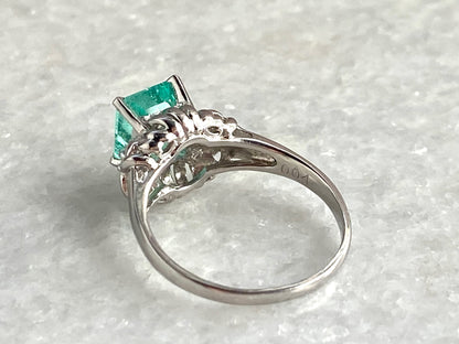 1ct Emerald and Diamond Ring in Platinum