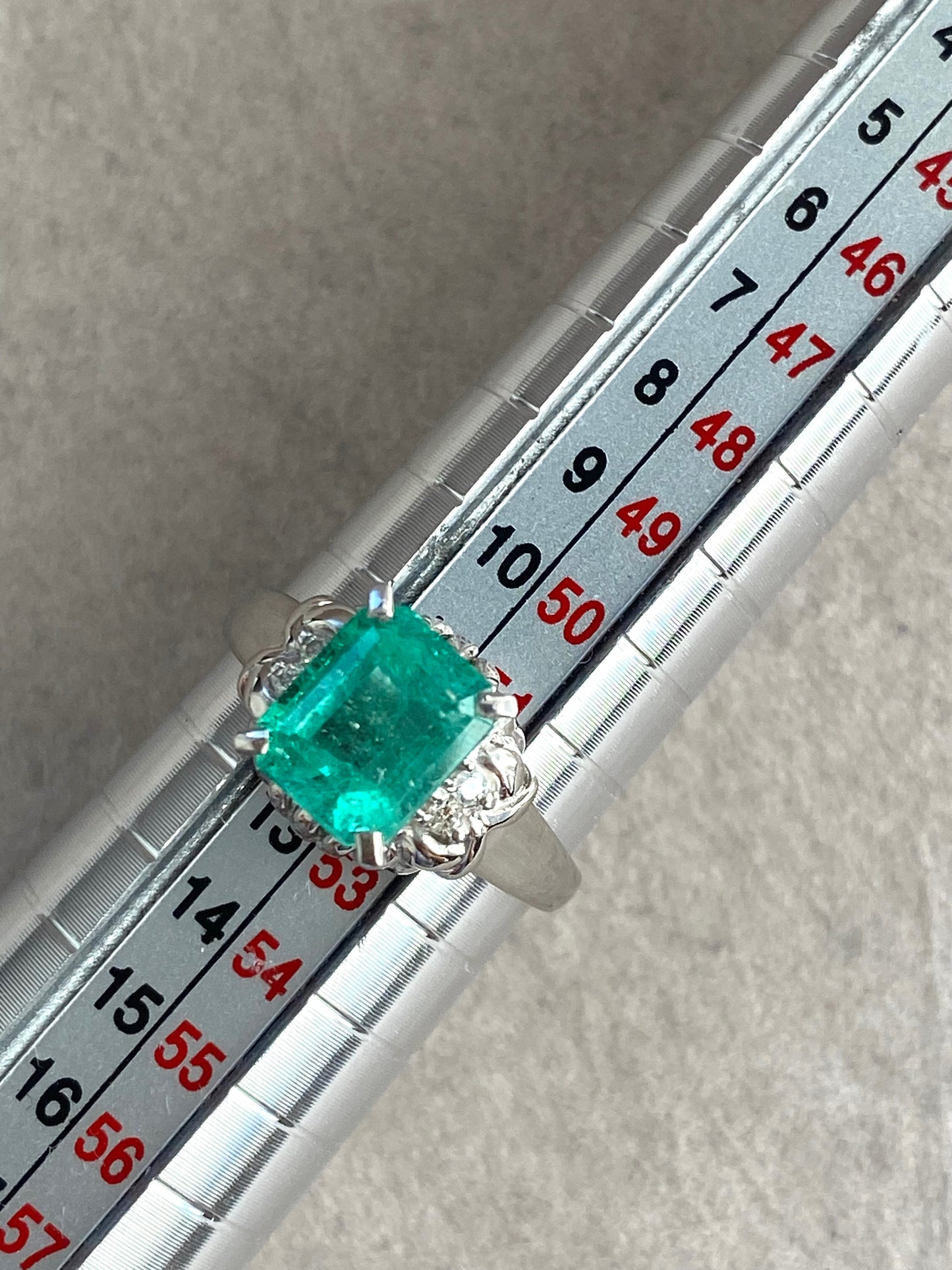 1ct Emerald and Diamond Ring in Platinum