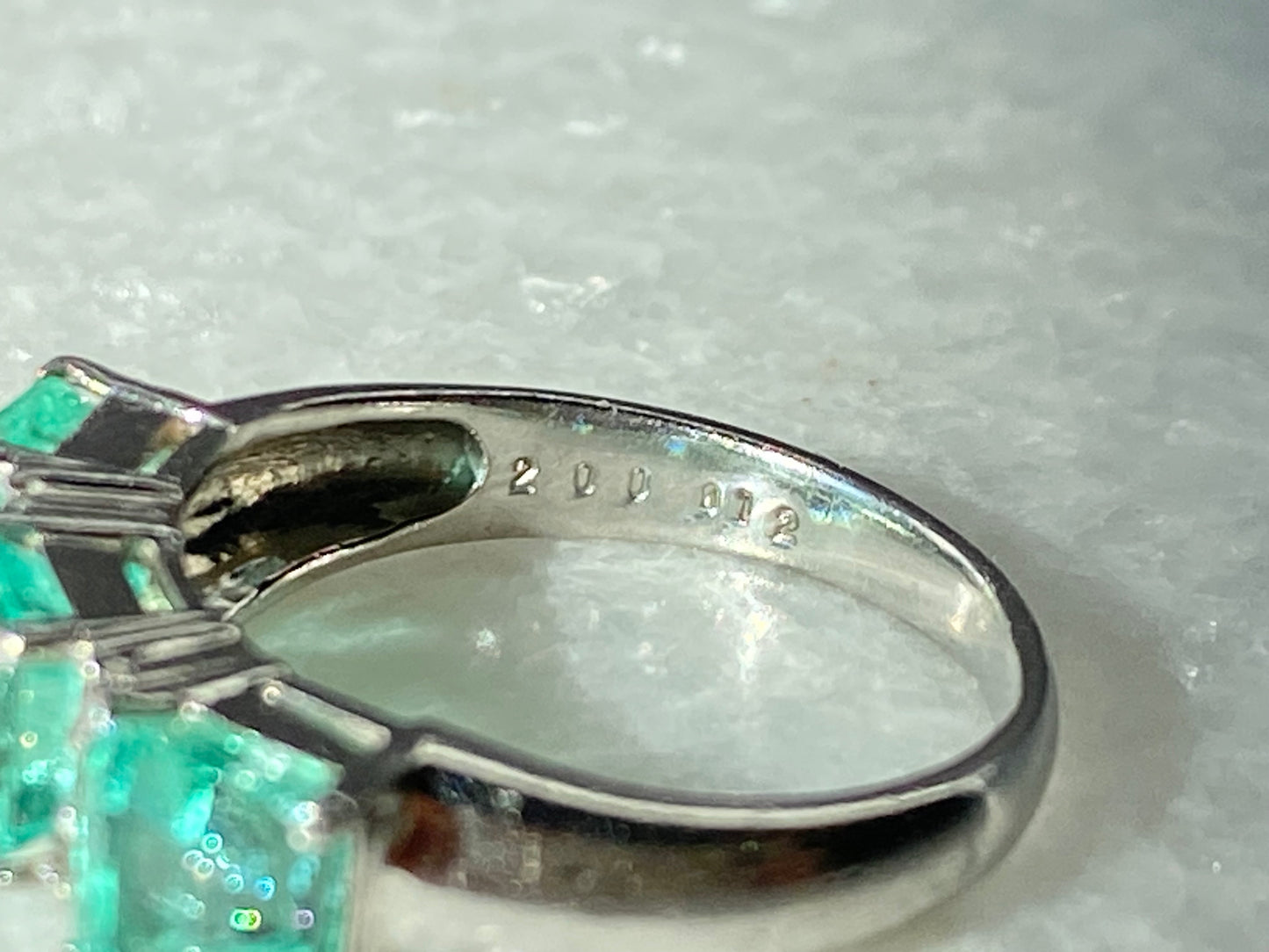 Emeralds and Diamonds Ring in Platinum