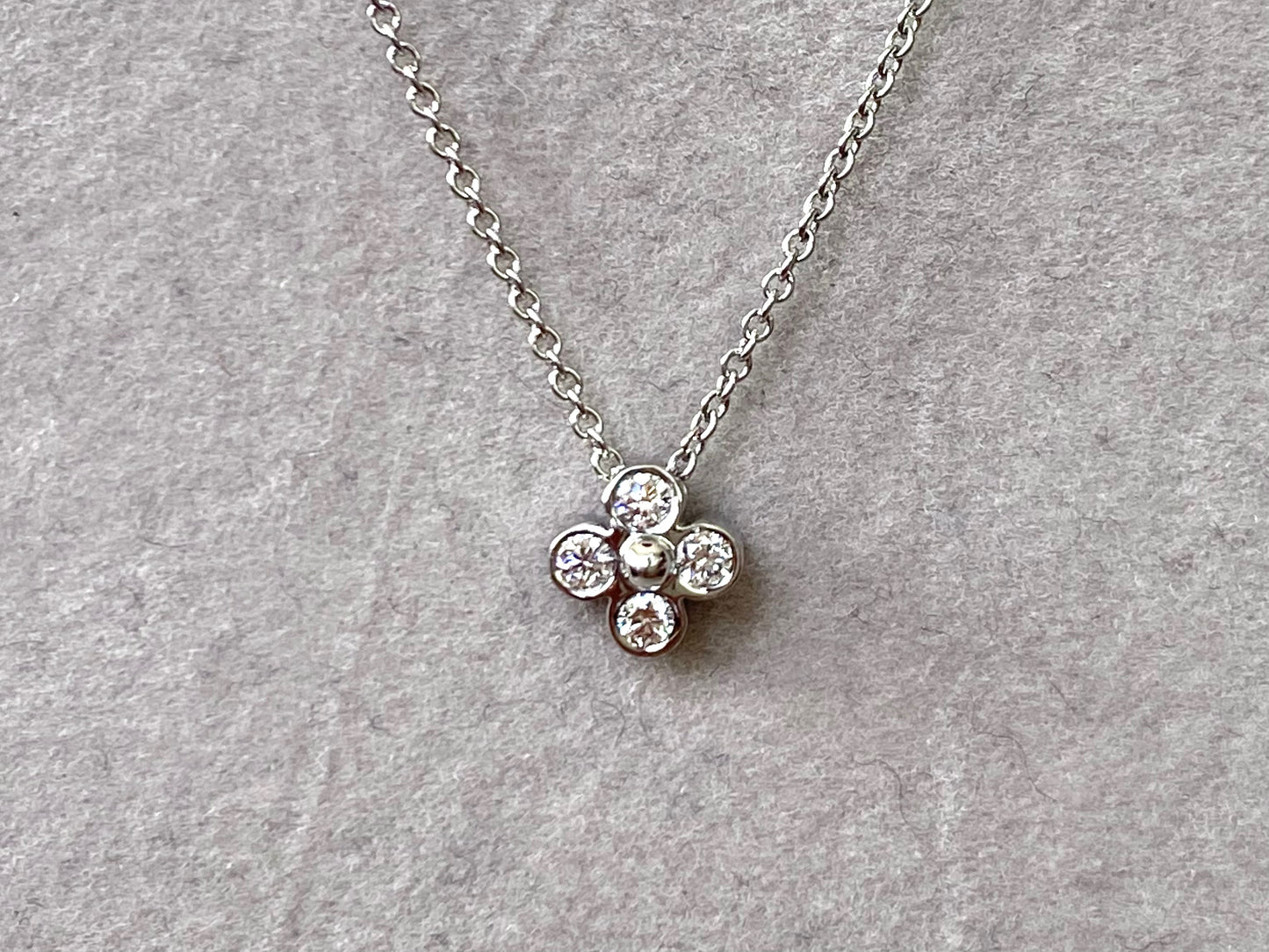 TIFFANY & CO. Platinum And Diamond Flower Pendant Necklace