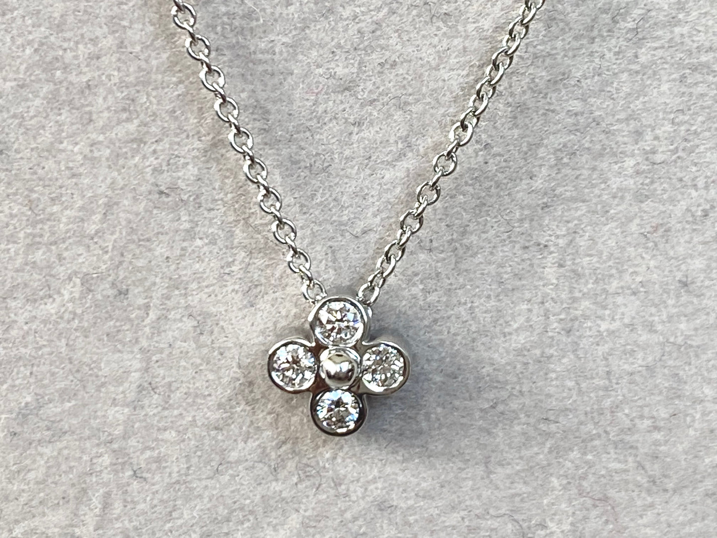 TIFFANY & CO. Platinum And Diamond Flower Pendant Necklace