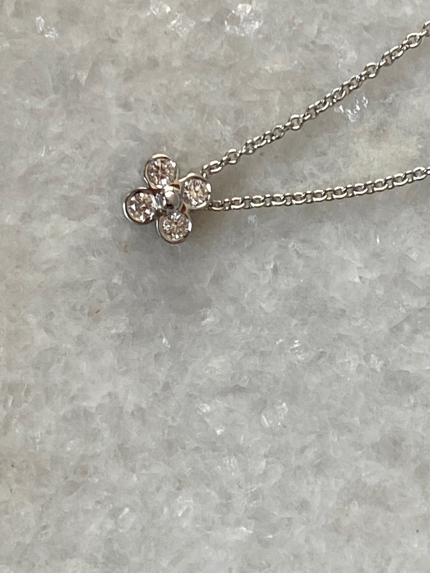 TIFFANY & CO. Platinum And Diamond Flower Pendant Necklace