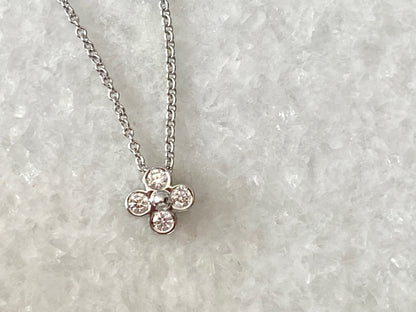 TIFFANY & CO. Platinum And Diamond Flower Pendant Necklace