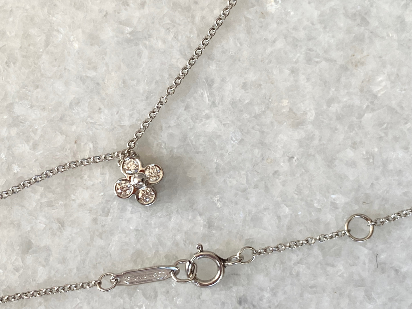 TIFFANY & CO. Platinum And Diamond Flower Pendant Necklace