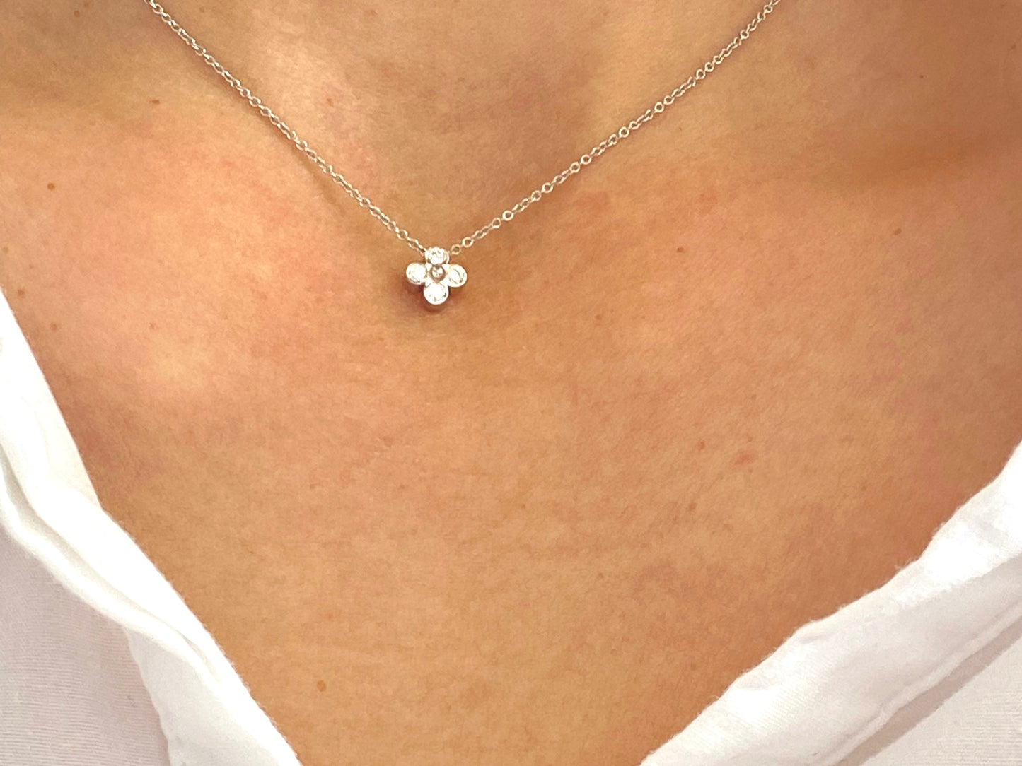 TIFFANY & CO. Platinum And Diamond Flower Pendant Necklace