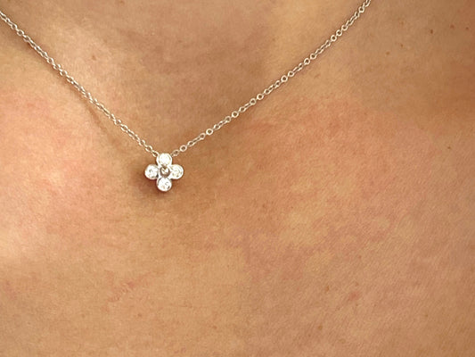 TIFFANY & CO. Platinum And Diamond Flower Pendant Necklace