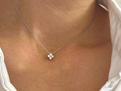 TIFFANY & CO. Platinum And Diamond Flower Pendant Necklace