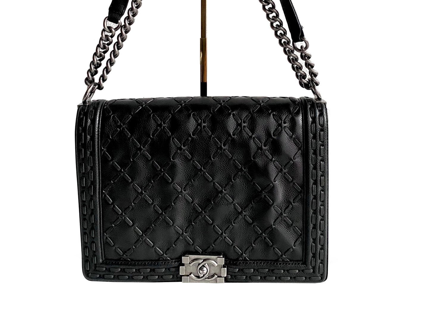 CHANEL PARIS-DALLAS LARGE BOY FLAP BAG WHIPSTITCH CAVIAR