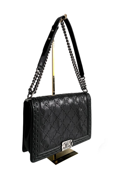 CHANEL PARIS-DALLAS LARGE BOY FLAP BAG WHIPSTITCH CAVIAR