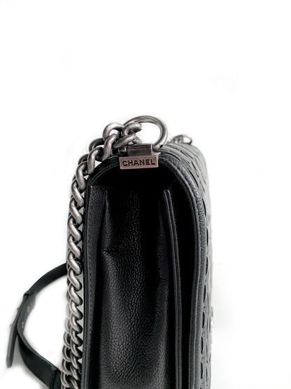 CHANEL PARIS-DALLAS LARGE BOY FLAP BAG WHIPSTITCH CAVIAR