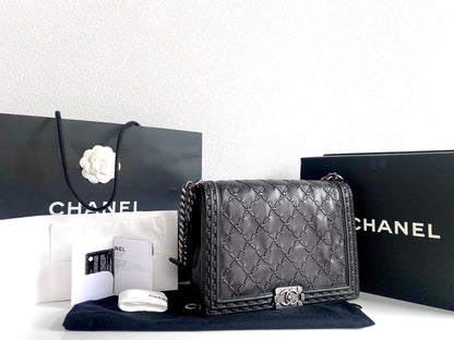 CHANEL PARIS-DALLAS LARGE BOY FLAP BAG WHIPSTITCH CAVIAR